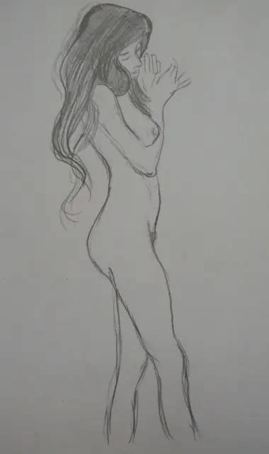 Pencil Drawing After Gustav Klimt S Female Nude Standing