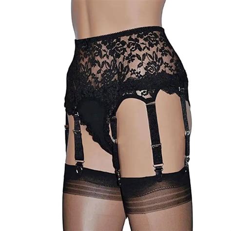 Women 6 Metal Buckles Straps Garter Belt Lingerie Suspender Belt High