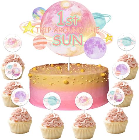 Pcs First Trip Around The Sun Cake Topper And Outer Space Cupcake