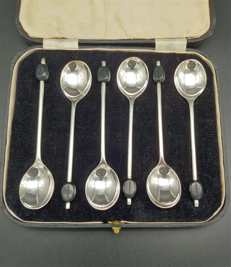 Sterling Silver Coffee Bean Demitasse Spoons Set Of In