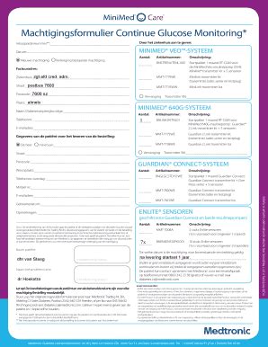 Fillable Online Machtigingsformulier Continue Glucose Monitoring Fax