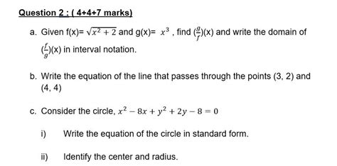 Solved A Given F X X2 2 And G X X3 Find Fg X And