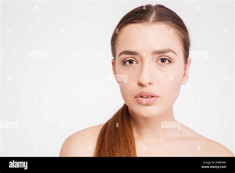 Beauty Portrait Of Tender Beautiful Young Woman Over White Background