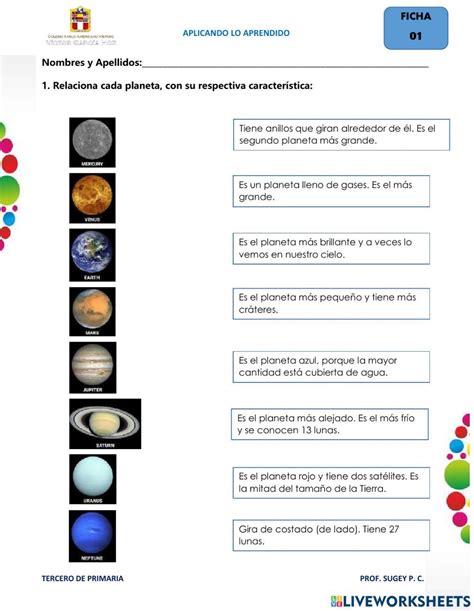 Sistema Solar Worksheets Interactive Activities Interactive