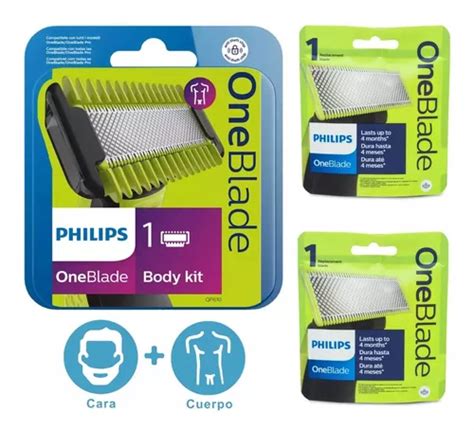 Kit Repuesto Philips Oneblade Cara Cuerpo Dura Meses