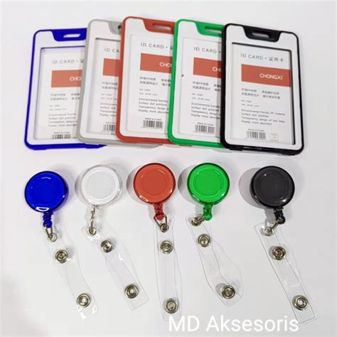 jual tempat kartu id card plastik  sisi bening transparan holder id