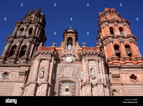 Facade Of The Baroque Style Cathedral In The City Of San Luis Potosi