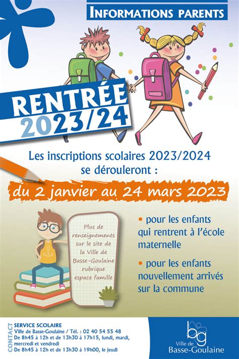 Inscriptions Pour La Rentr E Scolaire