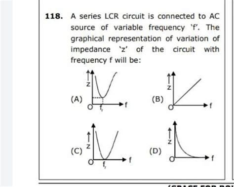 A Series Lcr Circuit Is Connected To Ac Source Of Variable Frequency F