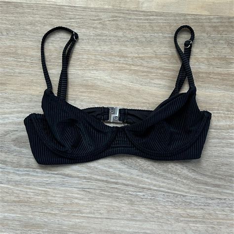 GLASSONS BIKINI TOP BLACK RIB Size 6 Barely Worn Depop