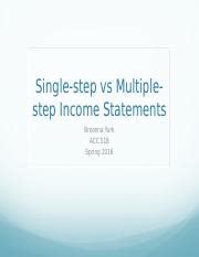 Themed Single Vs Multi Step Income Statement Single Step Vs