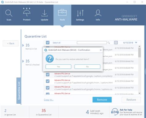 Cómo restaurar archivos en cuarentena Gridinsoft Blog