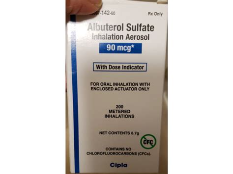 Albuterol Sulfate Inhalation Aerosol 90 Mcg 67 G Cipla Rx