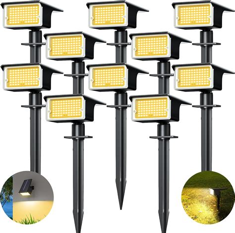 Nipify Solar Spot Lights Outdoor 10 Pack 75 LED 4 Modes Solar