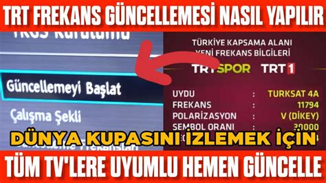 TRT Frekans Güncellemesi Nasıl Yapılır Dünya Kupası Frekans