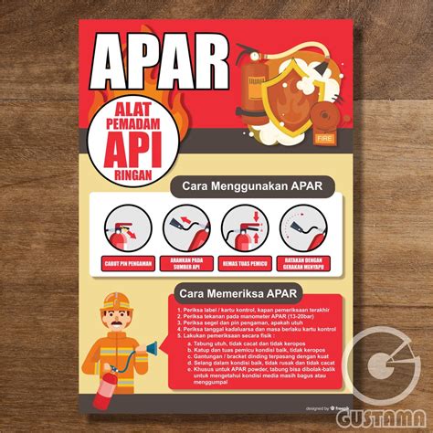 Jual Poster Alat Pemadam Api Ringan Apar Poster Edukasi Wipe And Clean