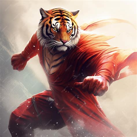 Premium AI Image | dynamic image of a tiger superhero in action ready ...