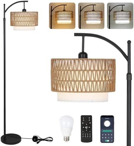 Ic Instant Coach Floor Lamp For Living Room Farmhouse Rattan Standing