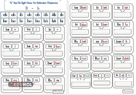 B Harfi Hece Ve Kelimeleri Eduhol Etkinlik Ndir Oyun Oyna