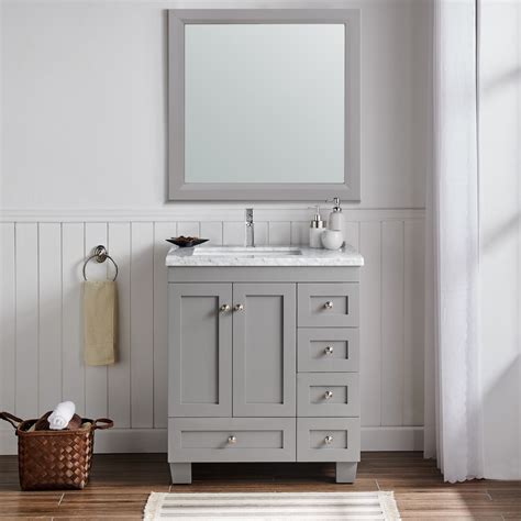 Eviva Happy Single Top Transitional Gray Bathroom Vanity With White