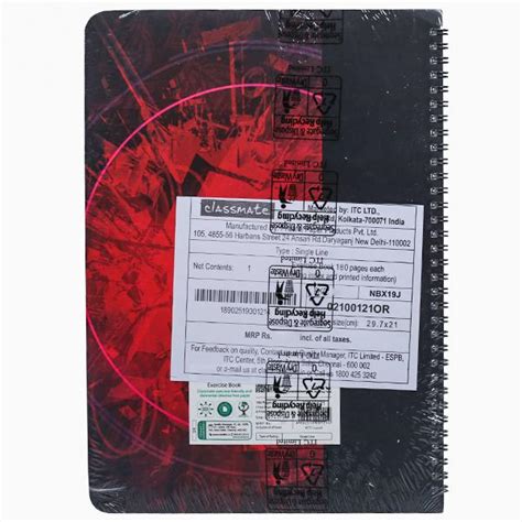 Buy Classmate Pulse Single Line Spiral Notebook 29 7 Cm X 21 Cm 180