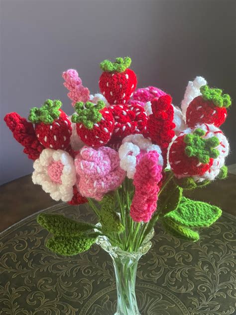 Strawberry Bouquet Crochet Bouquet Crochet Flowers Crochet Crafts