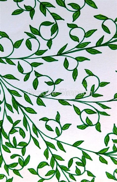 Hand Drawn Design of Green Vines Vine Drawing, Wall Drawing, Plant ...