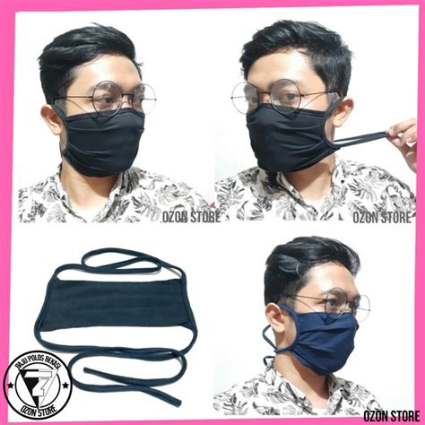 Jual Masker Mulut Kain Tali Hijab Jilbab Polos Anti Debu Bahan Katun