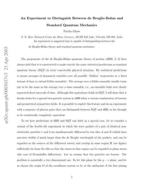 PDF An Experiment To Distinguish Between De Broglie Bohm And Standard