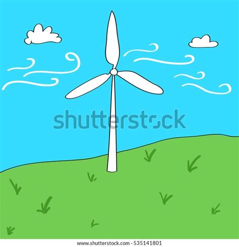 Wind Energy Concept Cartoon Style Illustration Ilustración De Stock