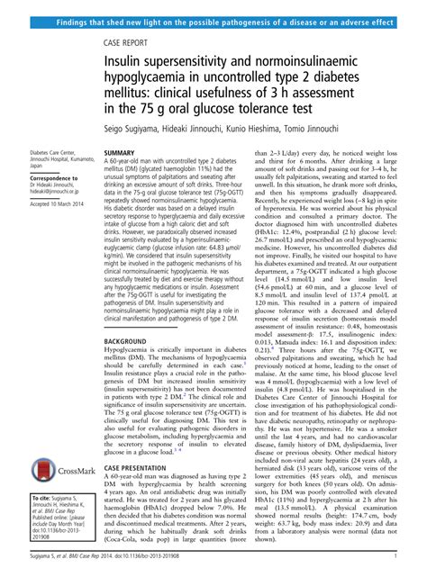 PDF Insulin Supersensitivity And Normoinsulinaemic Hypoglycaemia In