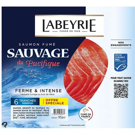 LABEYRIE Saumon Sauvage Du Pacifique MSC 185g 6 Tranches Pas Cher