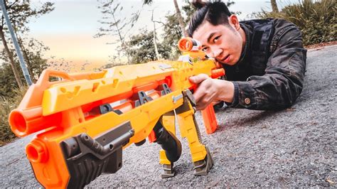 Action Nerf War Couple Beautiful Girl Nerf Guns Fight Criminal