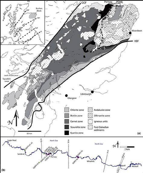 Map Of The Grampian Terrane Scotland Showing A The Distribution