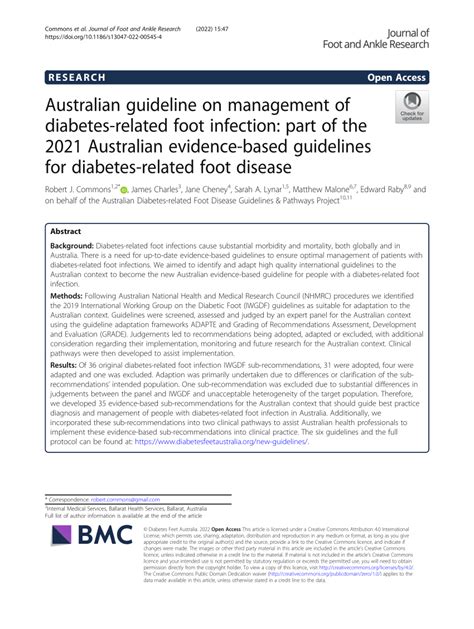 Pdf Australian Guideline On Management Of Diabetes Related Foot