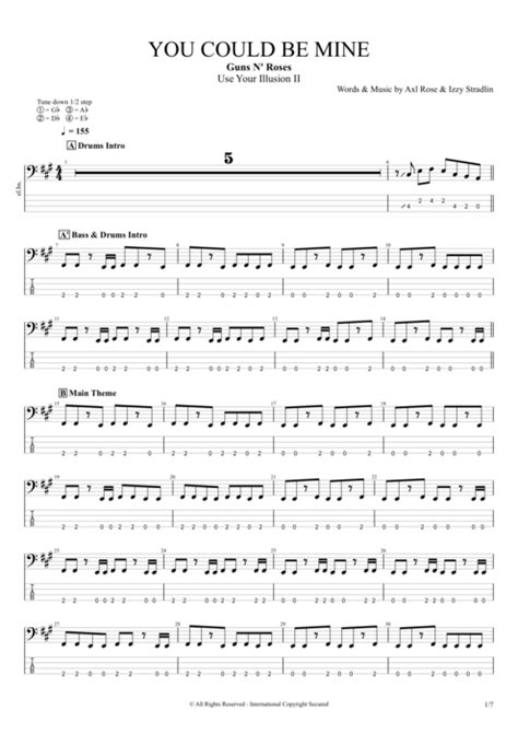 You Could Be Mine Tab By Guns N Roses Guitar Pro Full Score