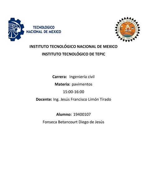 Diseño Pavimentos Flexibles INSTITUTO TECNOLGICO NACIONAL DE MEXICO