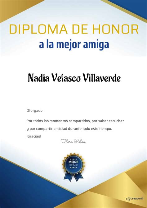 Diploma Al Mejor Amigo O Amiga GRATIS