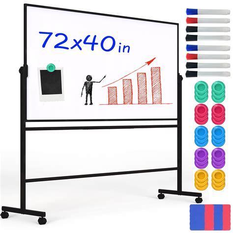 Towon Easy Erase Double Sided Whiteboard 72x40 Adjustable