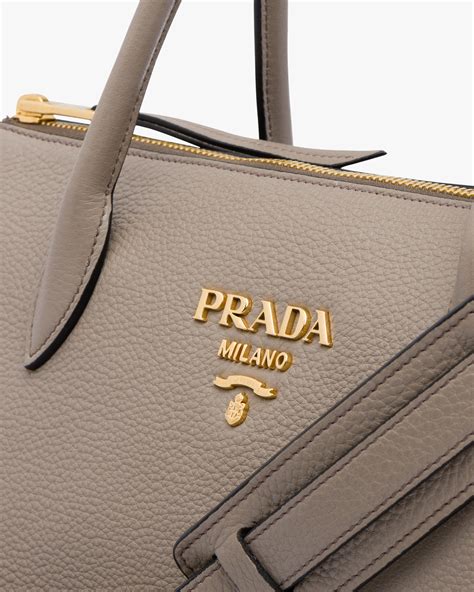 Clay Gray Leather Handbag Prada