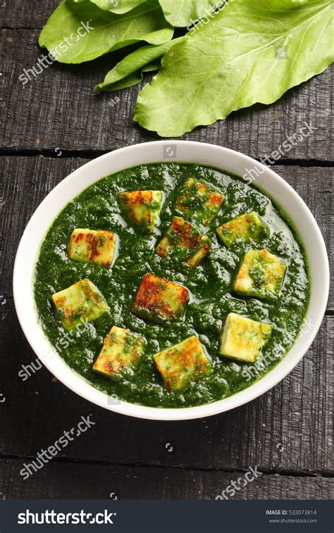 Top View Traditional Punjabi Homemade Palak Paneer Stock Photo