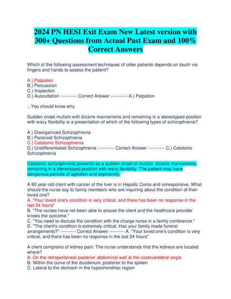 Pn Exit Exam New Latest Version With Questions From Actual