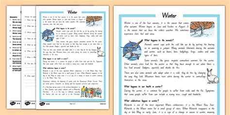 New Zealand Winter Differentiated Reading Comprehension Activity