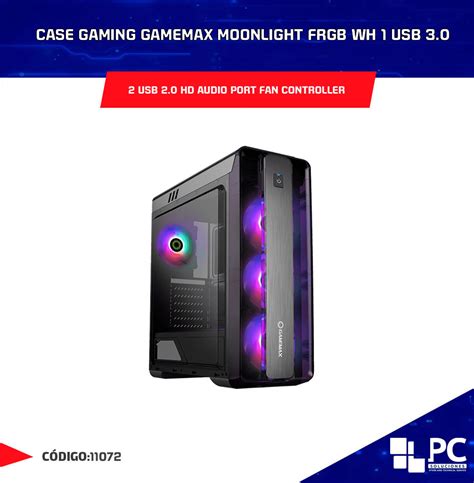 Case Gaming Gamemax Moonlight Frgb Bk Usb Usb Hd Audio Port