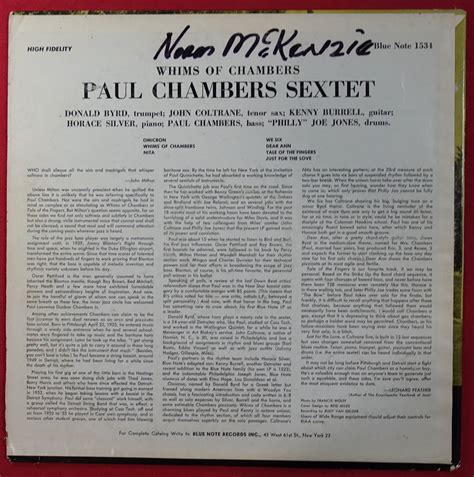 Us Blue Note Blp Whims Of Chambers Paul Chambers Sextet Ny Dg