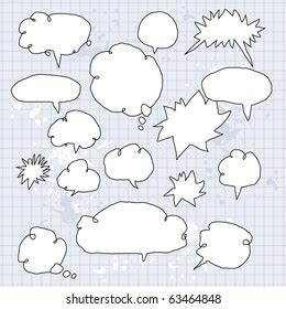 Set Hand Drawn Speech Thought Bubbles Stock Vector Royalty Free