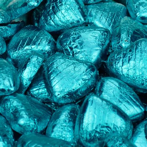 Turquoise Chocolate Foil Wrapped Hearts 200 Pcs 11kg From Sweet