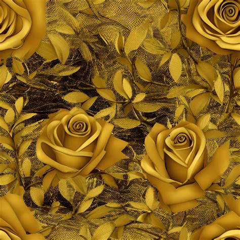 Golden Rose Flower With Leaves 3d Background · Creative Fabrica