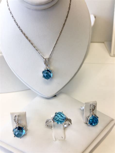 blue topaz jewelry set with ring, necklace and pendant | J. Wiesner ...