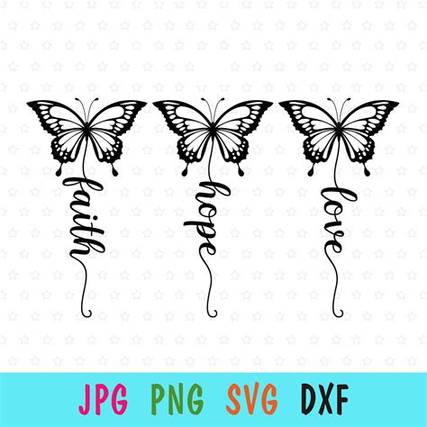 Faith Hope Love Butterfly Svg For Cricut Religious Silhouette Etsy Uk